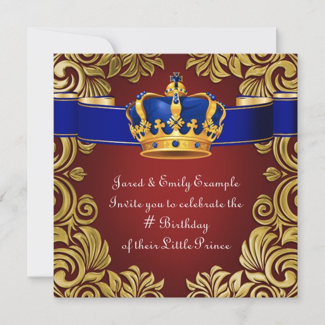 Invitación Fiesta de cumpleaños del príncipe heredero real (Anverso)