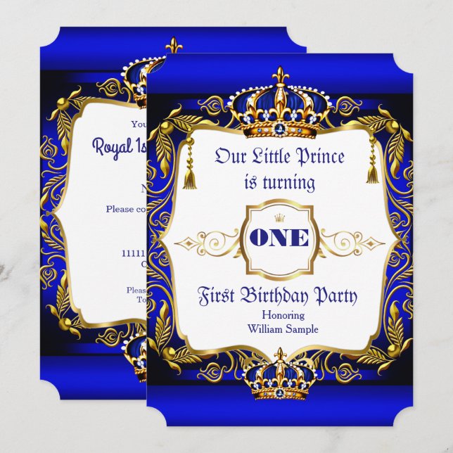 Invitación fiesta de cumpleaños del Príncipe Real 1er cumplea (Anverso / Reverso)