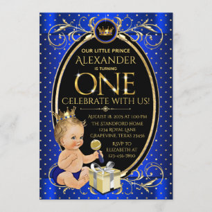 Invitación Fiesta de cumpleaños del príncipe real elegante po