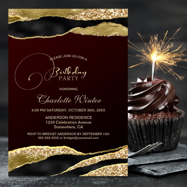 Invitación Fiesta de cumpleaños del Purpurina de oro de Borgo (Subido por el creador)