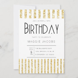 Invitación Fiesta de cumpleaños del Purpurina de oro de moda