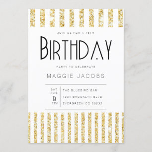 Invitación Fiesta de cumpleaños del Purpurina de oro de moda 