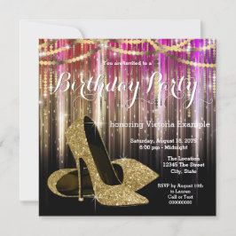 Invitación Fiesta de cumpleaños del Purpurina de oro Glam Hig