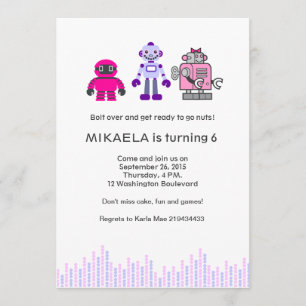 Invitación Fiesta de cumpleaños del robot del chica