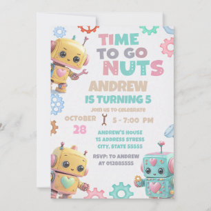 Invitación Fiesta de Cumpleaños del Robot Moderno Personaliza