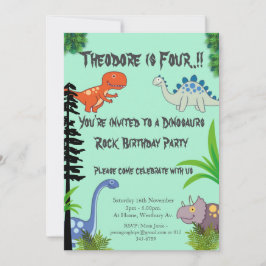 Invitación Fiesta de cumpleaños del rock de los dinosaurios