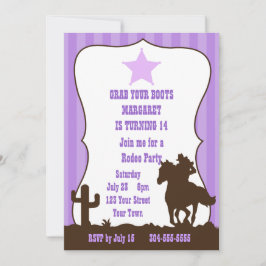 Invitación Fiesta de cumpleaños del rodeo de la vaquera