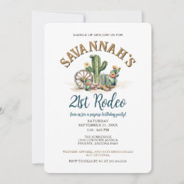 Invitación Fiesta de cumpleaños del Rodeo Rústico Cactus
