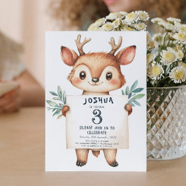 Invitación Fiesta de cumpleaños del Rótulo Cute Little Deer H