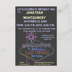 Invitación Fiesta de cumpleaños del Rótulo de Las Vegas