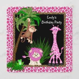 Invitación Fiesta de cumpleaños del safari de los chicas