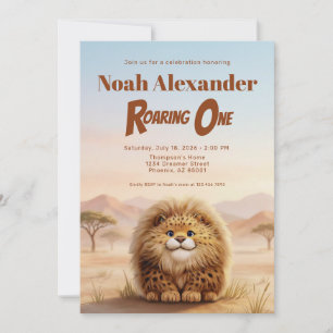 Invitación Fiesta de Cumpleaños del Safari Rugiente Uno Leopa