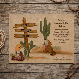 Invitación Fiesta de cumpleaños del Salvaje Oeste con acuarel