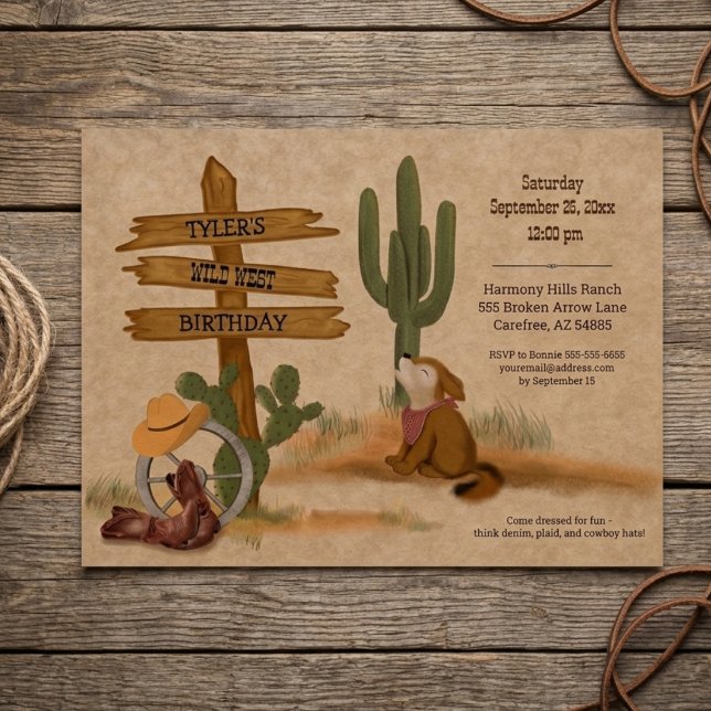 Invitación Fiesta de cumpleaños del Salvaje Oeste con acuarel (Subido por el creador)