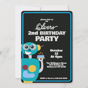 Invitación Fiesta de cumpleaños del segundo robot lindo