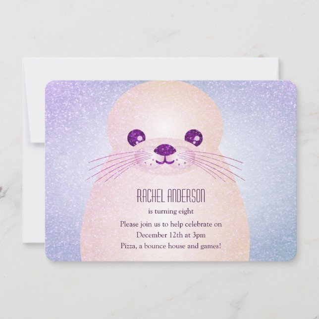 Invitación Fiesta de cumpleaños del sello Lilac del chica (Anverso)
