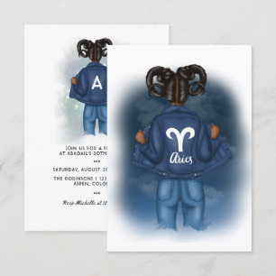 Invitación Fiesta de cumpleaños del signo zodiacal Aries afro