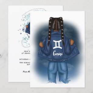 Invitación Fiesta de cumpleaños del signo zodiacal Géminis af