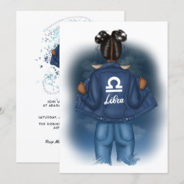 Invitación Fiesta de cumpleaños del signo zodiacal Libra afro