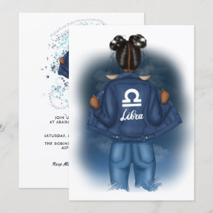 Invitación Fiesta de cumpleaños del signo zodiacal Libra afro