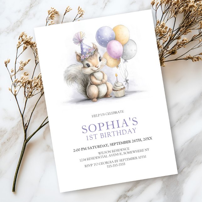 Invitación Fiesta de cumpleaños del simpático ardilla (Subido por el creador)
