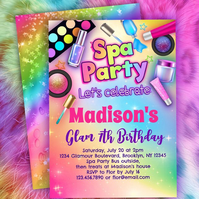 Invitación Fiesta de cumpleaños del spa Rainbow (Subido por el creador)