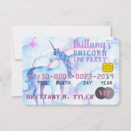 Invitación Fiesta de cumpleaños del spa Rainbow Unicorn VIP