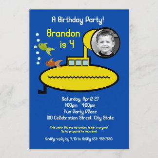 Invitación Fiesta de cumpleaños del submarino con foto