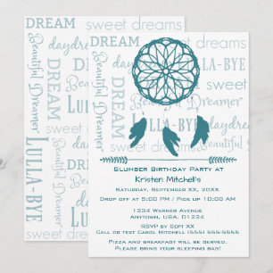 Invitación Fiesta de cumpleaños del sueño verde azulado Catch