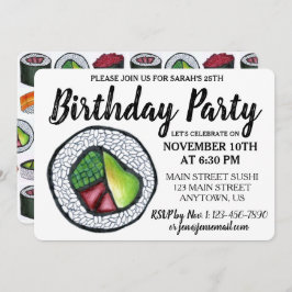Invitación Fiesta de cumpleaños del sushi de comida japonesa 