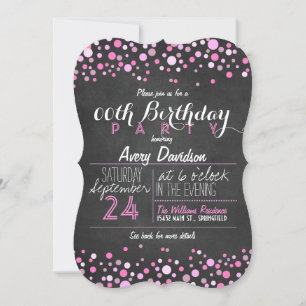 Invitación Fiesta de cumpleaños del tablero de anuncios rosa 