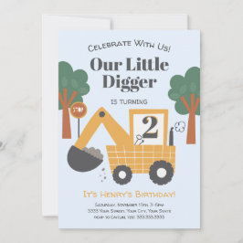 Invitación Fiesta de cumpleaños del tema de la construcción d