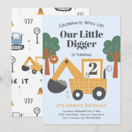 Invitación Fiesta de cumpleaños del tema de la construcción d