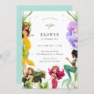 Invitación Fiesta de cumpleaños del tema de la sirena