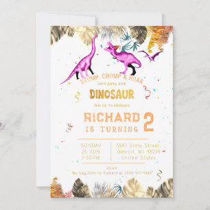 Invitación Fiesta de cumpleaños del tema de los dinosaurios c