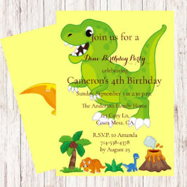 Invitación Fiesta de cumpleaños del tema de los dinosaurios i