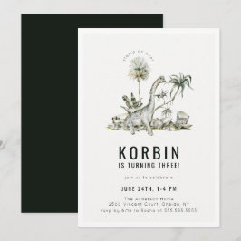 Invitación Fiesta de cumpleaños del tema de los dinosaurios p
