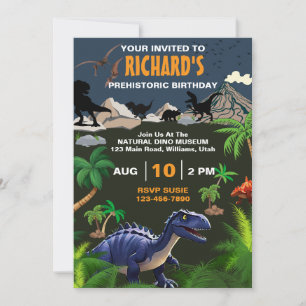 Invitación Fiesta de cumpleaños del tema de los dinosaurios p