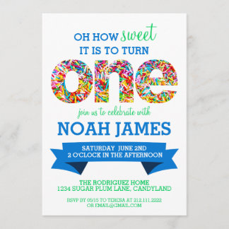 Invitación Fiesta de cumpleaños del tema del caramelo la 1ra