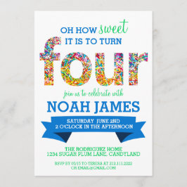 Invitación Fiesta de cumpleaños del tema del caramelo la 4ta