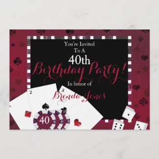 Invitación fiesta de cumpleaños del tema del casino