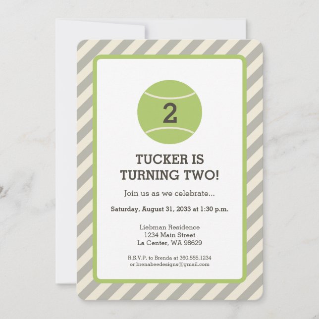 Invitación Fiesta de cumpleaños del tenis (Anverso)