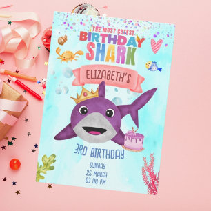 Invitación Fiesta de cumpleaños del tiburón de cumpleaños de