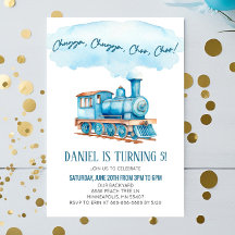 Fiesta de cumpleaños del tren Blue Chugga Choo Cho