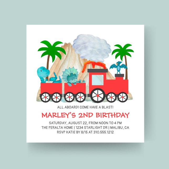 Invitación Fiesta de cumpleaños del tren de aventura Dinosaur (Subido por el creador)