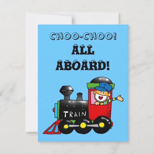 Invitación fiesta de cumpleaños del tren del choo del choo (Anverso)