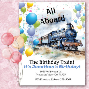 Invitación Fiesta de Cumpleaños del Tren Todos a Bordo 