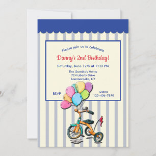 Invitación Fiesta de cumpleaños del triciclo