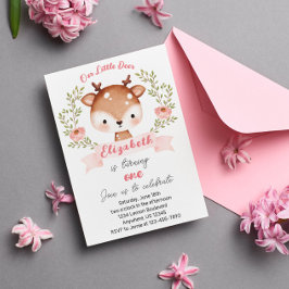 Invitación Fiesta de cumpleaños del venado salvaje Cute Fawn 