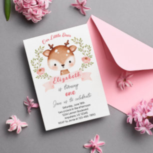 Invitación Fiesta de cumpleaños del venado salvaje Cute Fawn